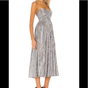 NWT Lovers + Friends Silver Metallic Tanya Midi